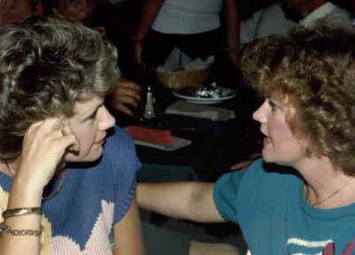 Jan James listened intently to Nancy Truax's story. Wonder what (or who) they were talking about????