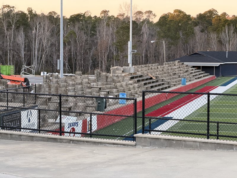 Renovation begins with demolishing of the visitor’s bleachers (west stands).