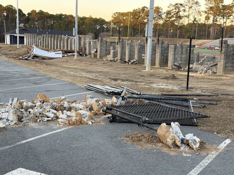 Renovation begins with demolishing of the visitor’s bleachers (west stands).